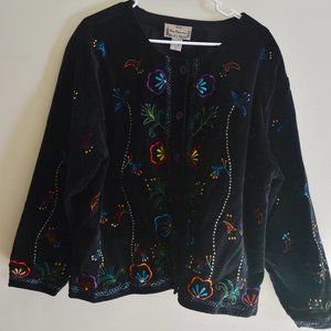 Embroiderd Lined Velveteen Jacket